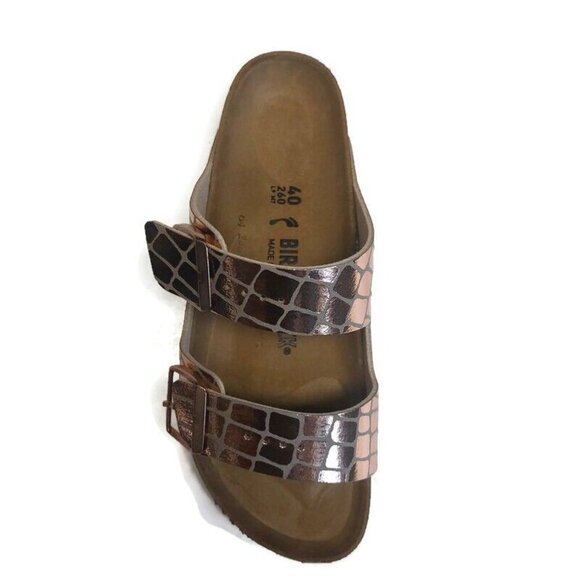 Birkenstock Arizona BS Sandals Womens Size 9-9.5 NARROW Fit Gator Gleam Copper - Picture 3 of 10